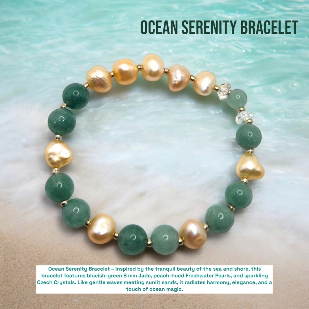 8 mm Jade and Freshwater Pearl bracelet